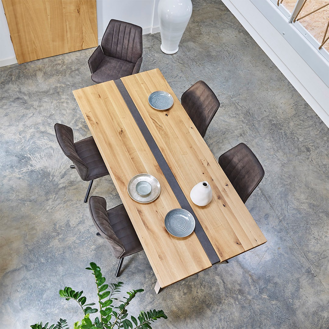 Table de repas rectangulaire insert béton
