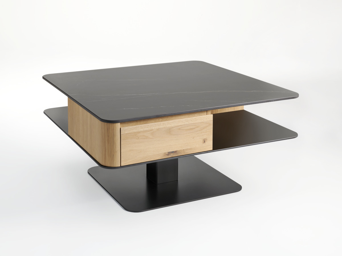 Table basse carrée 2 tiroirs